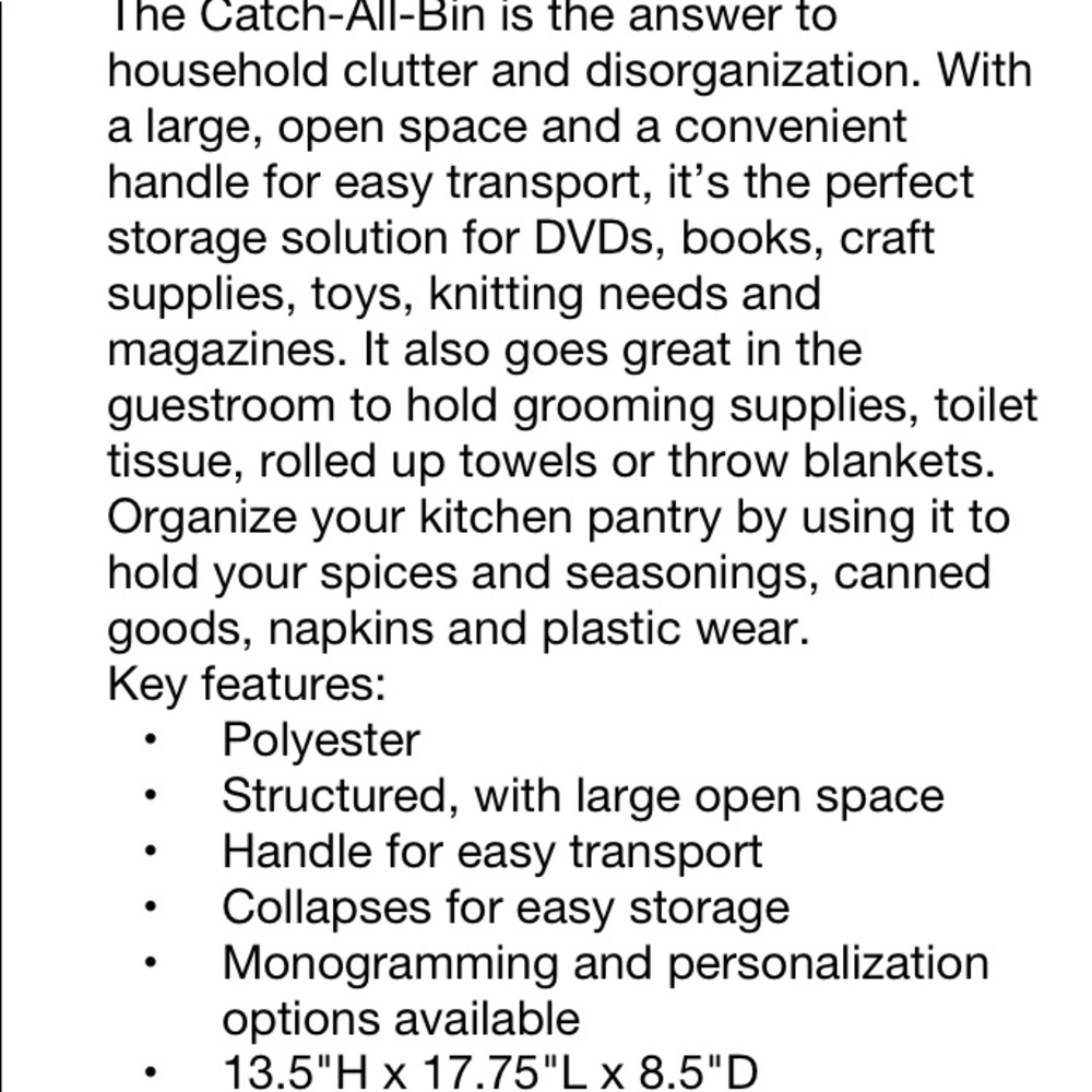 Thirty-One Catch-All Bin — Silver Metallic - Picture 8 of 8